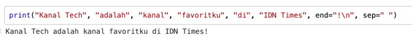 Memahami Penggunaan Khusus Fungsi print() dengan Argumen end() dan sep() dalam Python